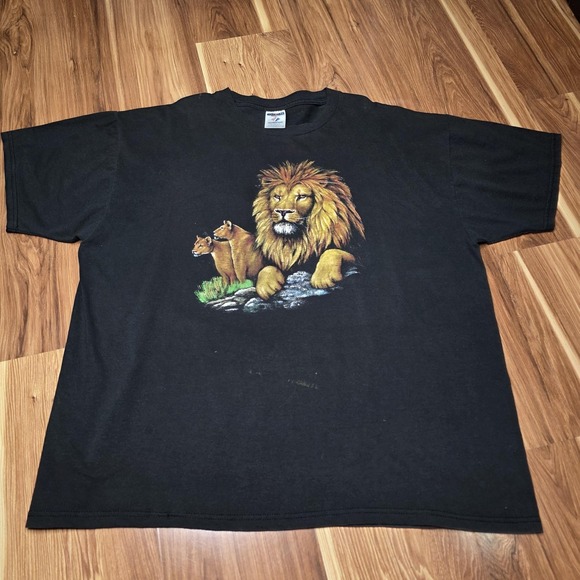 Jerzees Other - Y2k Graphic Shirt Mens 2XL Black Jerzees Safari Wildlife Big Cat Tee